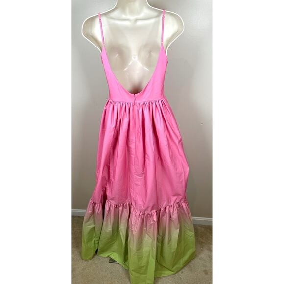 SAU LEE Nova Cutout Pink Chartreuse Green Ombre Maxi Gown Size 2 - Picture 10 of 12